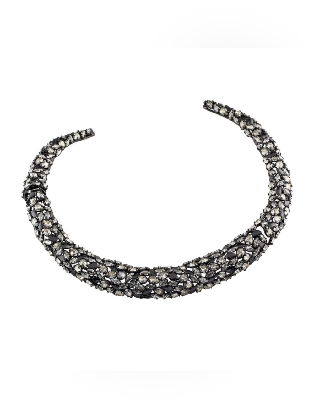 Alexis Bittar Black and Silver Crystal Collar Necklace
